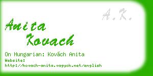 anita kovach business card