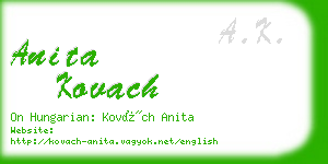 anita kovach business card